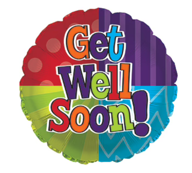 17" Round Balloon Get Well Soon Dot &amp; Stripe Multi Color
