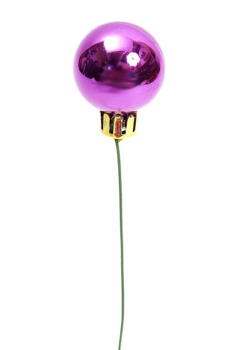 20mm Shiny Stem Ball W/wire Purple Pkg/12