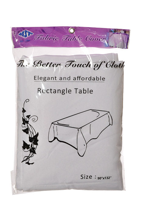 90" X 132" Rectangle Polyester Tablecloth White