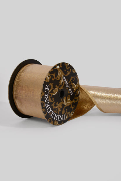 4" X 10Yds Wired Prism Weave Metallic Ribbon Gold