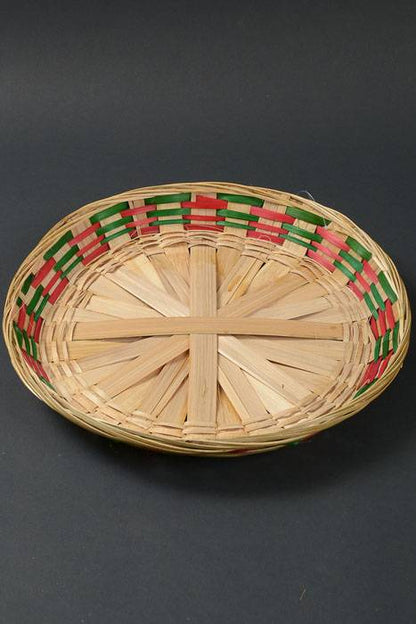 14.5" Round Bamboo Baskets Natural/red/green