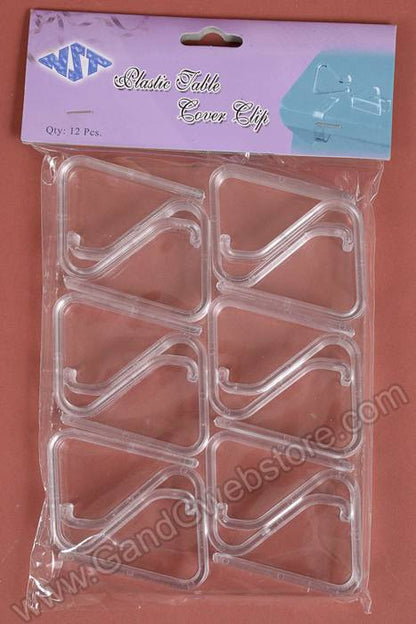 2" X 1.5" Plastic Table Cover Clip Clear Pkg/12