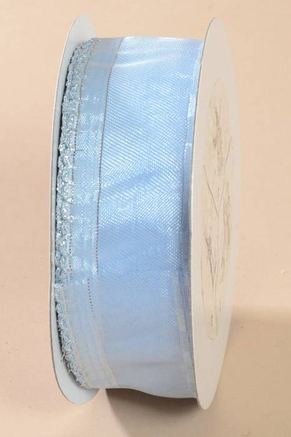 1.5" X 25yds Side Pull Bow W/silver Trim Light Blue