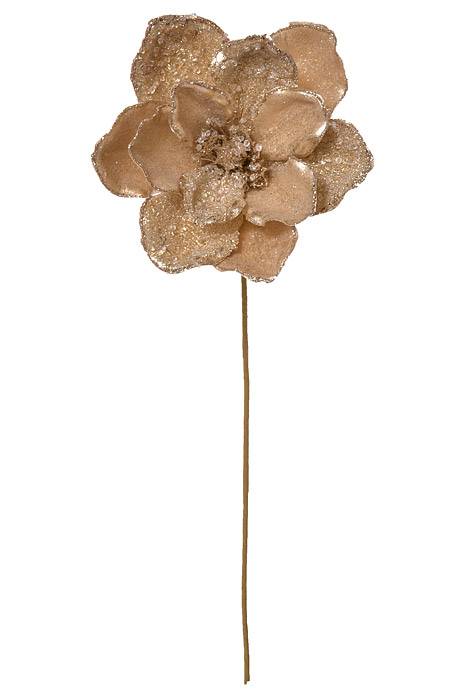 24" Beaded Ice Chunks Magnolia Stem Champagne