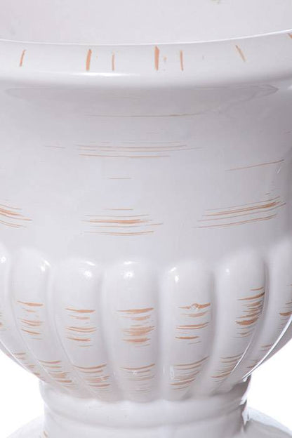 8" Round Bisque Urn Antique White