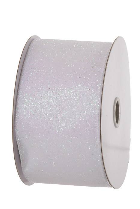 2.5" X 10yds All Flat Glitter/silv Edge Wh/irid