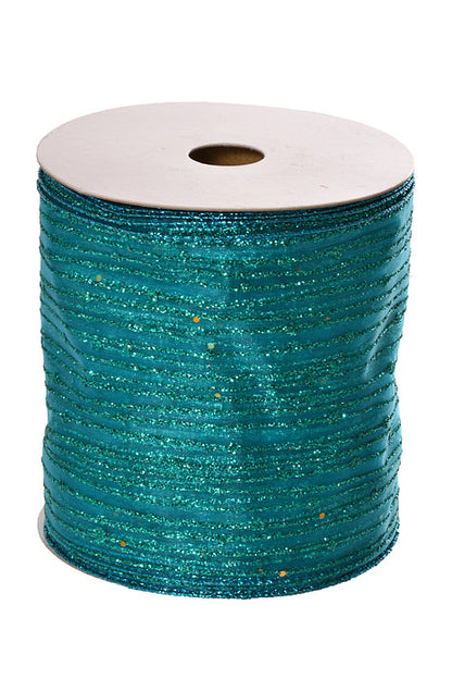 4" x 10Yds Wired Twinkling Ribbon Turquoise