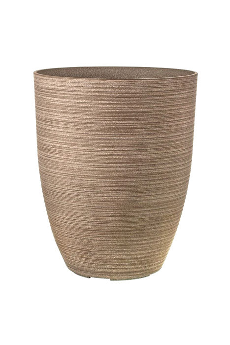 13.5" X 17" Fiber Resin Carve Tall Planter Taupe