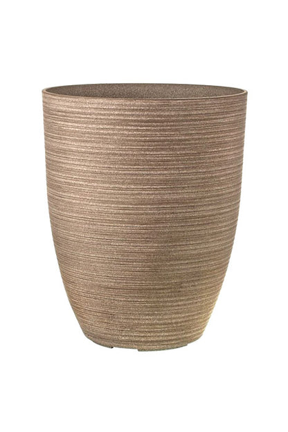 13.5" X 17" Fiber Resin Carve Tall Planter Taupe