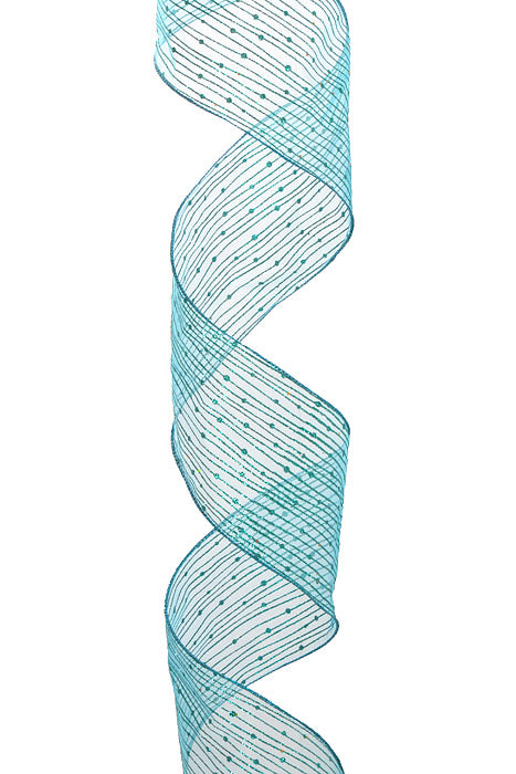 4" x 10Yds Wired Twinkling Ribbon Turquoise