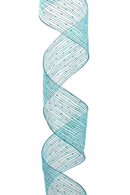 4" x 10Yds Wired Twinkling Ribbon Turquoise