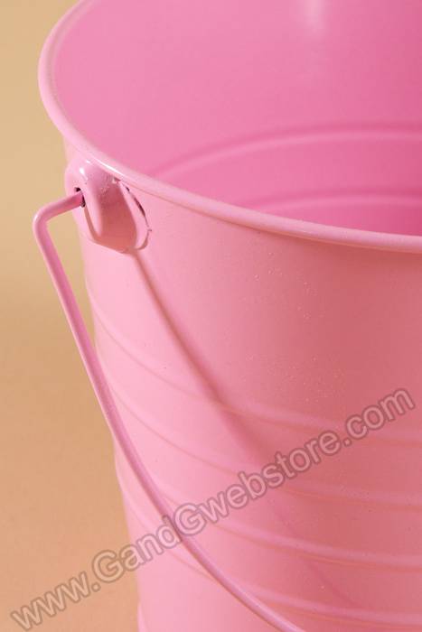 4.5" X 5.25" Metal Bucket W/handle Pink