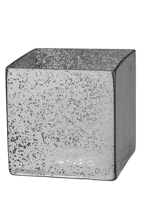 6&quot; X 6&quot; X 6&quot; Square Glass Vase Mercury Silver