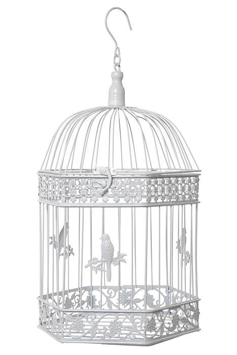 13/16/20" Metal Hexagon Bird Cage White