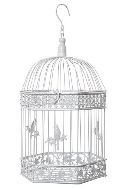 13/16/20" Metal Hexagon Bird Cage White