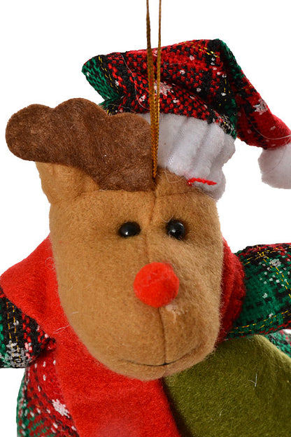 6.5" Stuffed Reindeer Ornament (Red/Green)