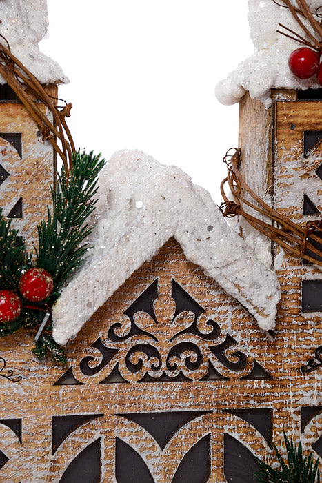 13" Wooden House With Light White