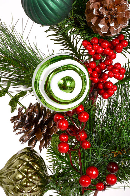 30" Pinecone Ball Berry Pick Green/Red