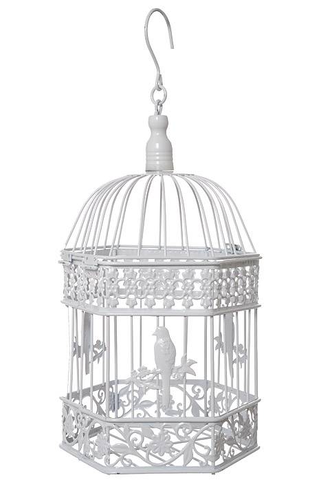 13/16/20" Metal Hexagon Bird Cage White