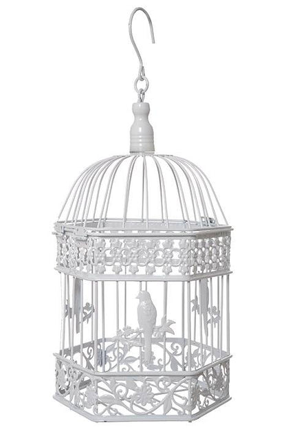 13/16/20" Metal Hexagon Bird Cage White