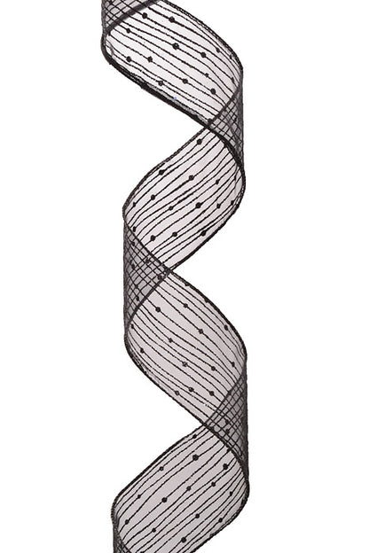 2.5" X 10Yds Wired Twinkling Ribbon Black