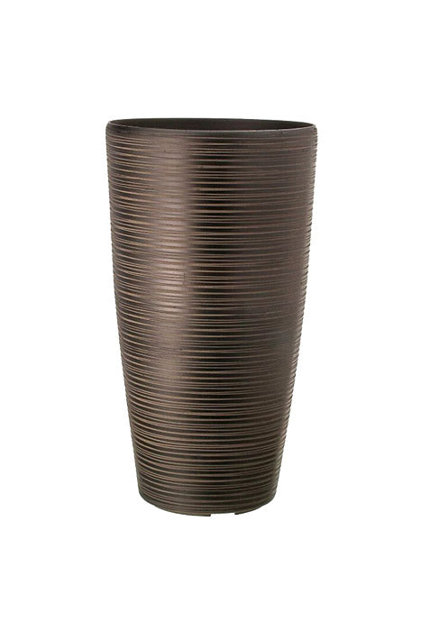 23" X 12" Fiber Resin Carved Slim Tall Planter Antique Black