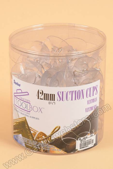 1.5" Suction Cups W/hooks Clear Pkg/80