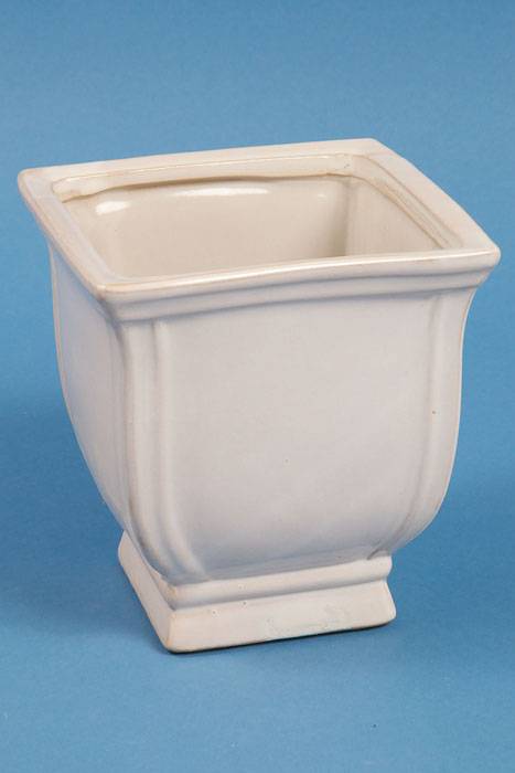 6.25" X 6.5" Square Classic Ceramic Potery White