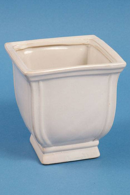 6.25" X 6.5" Square Classic Ceramic Potery White