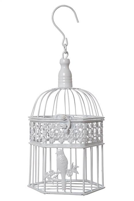 13/16/20" Metal Hexagon Bird Cage White