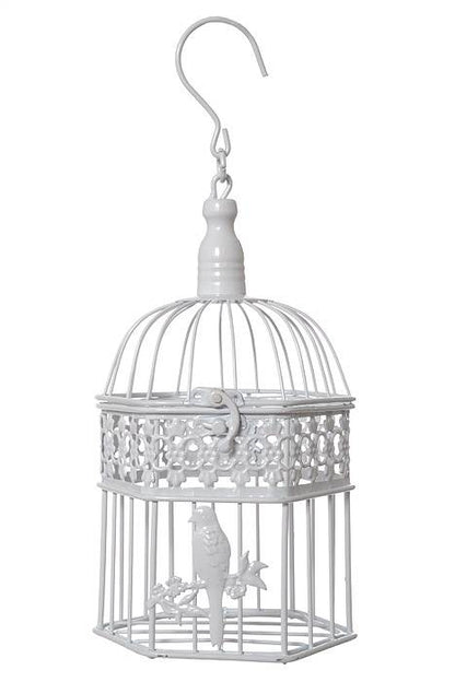 13/16/20" Metal Hexagon Bird Cage White