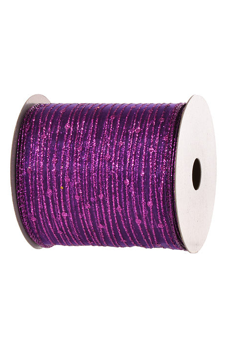 4" x 10Yds Wired Twinkling Ribbon Purple