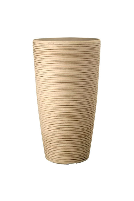 23" X 12" Fiber Resin Carved Slim Tall Planter Antique Cream