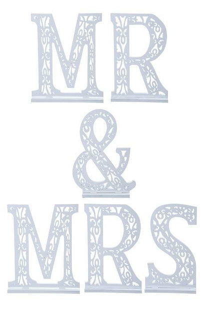 20" Carved Letter "mr&amp;mrs" White Pkg/6