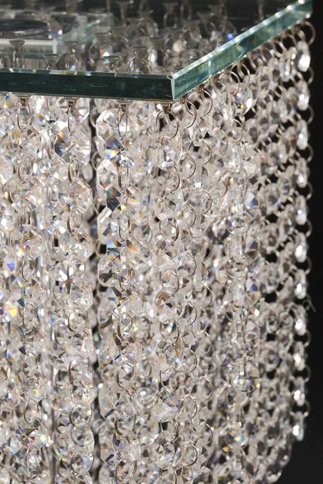 9.5" X 27" Squared Crystal Cake Stand W/3 Tier Beads Clear