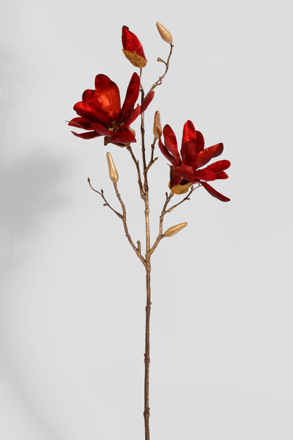 26" Shimmer Velvet Magnolia Spray Red
