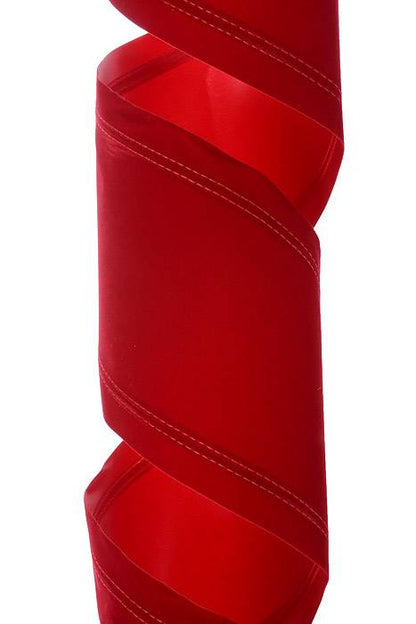 6" X 20yds Wired Velvet Ribbon Holiday Red