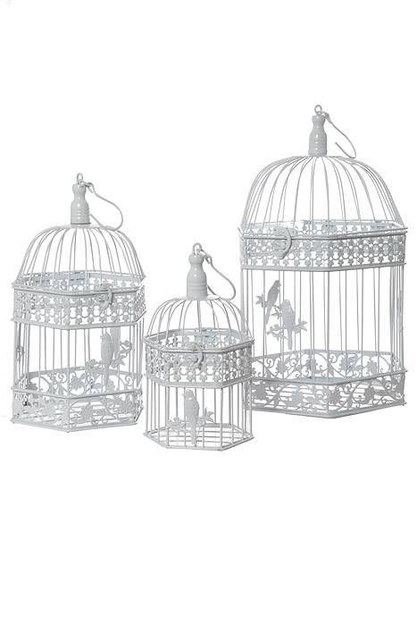 13/16/20" Metal Hexagon Bird Cage White