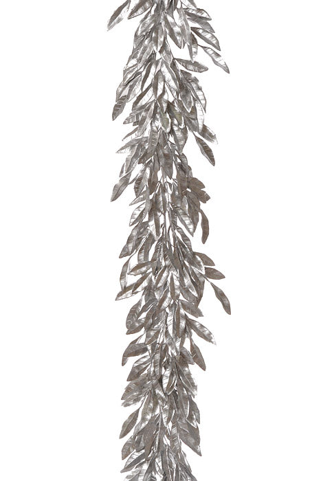 6Ft Metallic Leaves Garland (Silver)