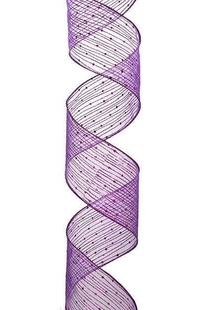 4" x 10Yds Wired Twinkling Ribbon Purple