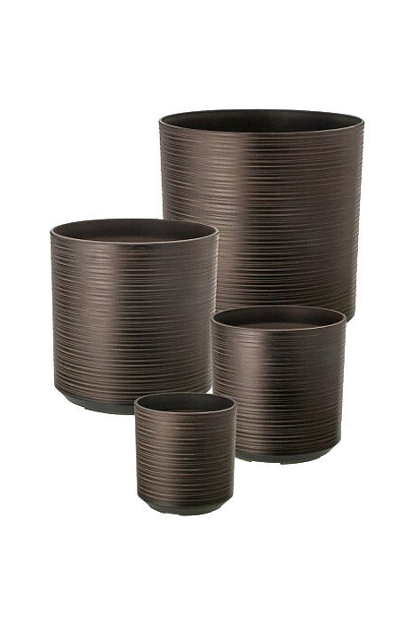 8.5" -17" Fiber Resin Carved Cylinder Planter Antique Black Set/4