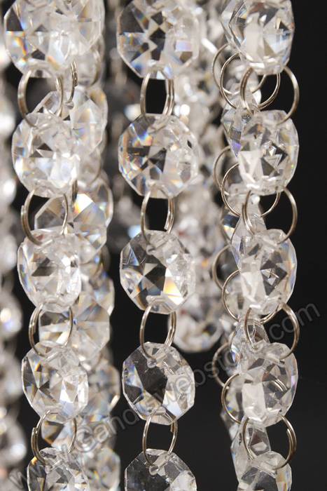 9.5" X 27" Squared Crystal Cake Stand W/3 Tier Beads Clear