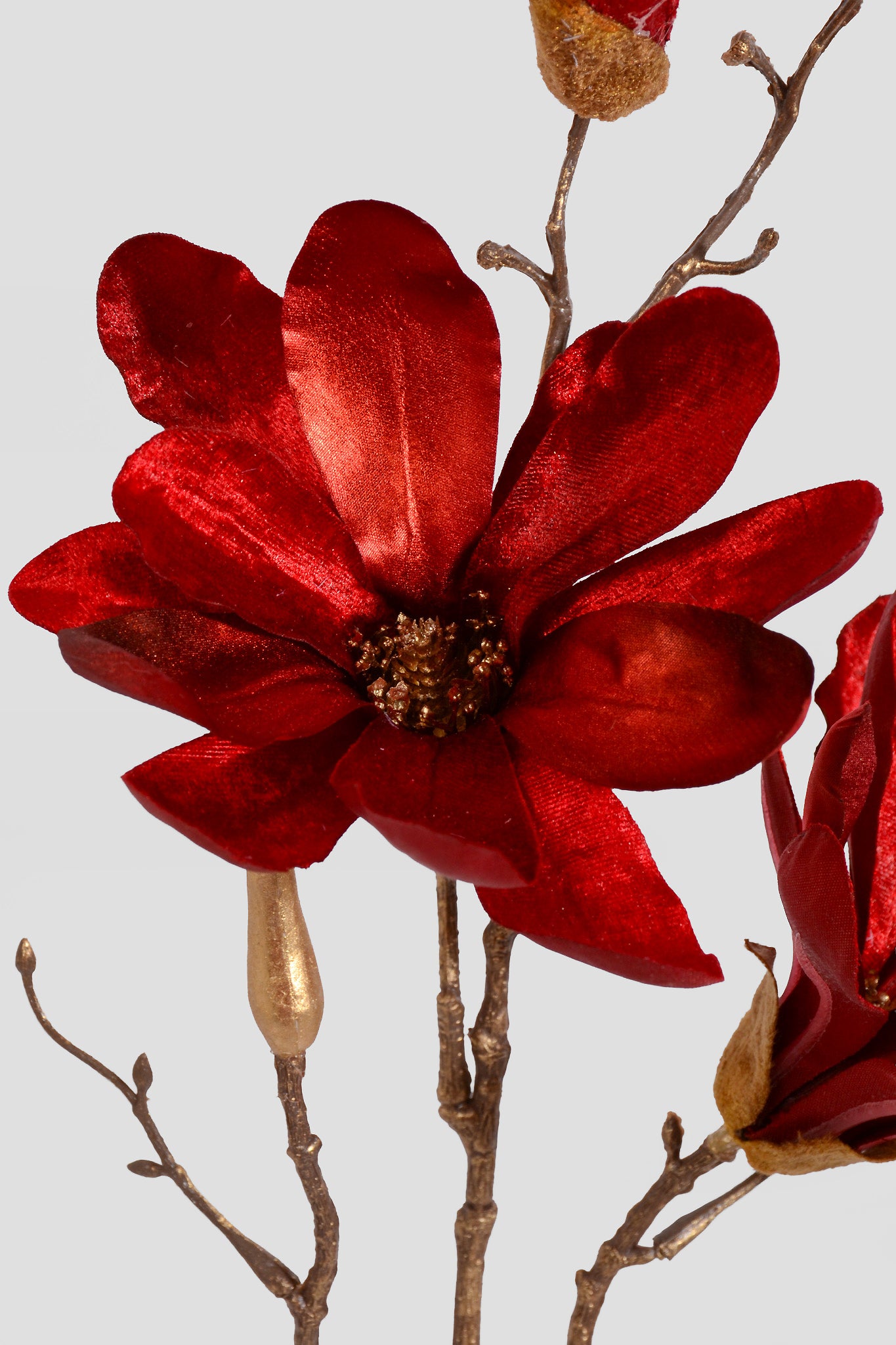 26" Shimmer Velvet Magnolia Spray Red