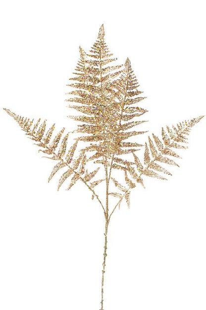 33" Sequin/glitter Fern Spray Gold