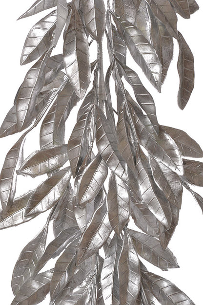 6Ft Metallic Leaves Garland (Silver)