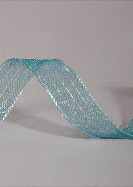 5/8" X 50Yds Metallic Pinstripe Sheer Ribbon Teal Iridescent