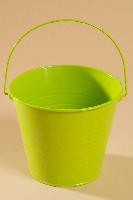 4.5" X 5.25" Metal Bucket W/handle Apple Green