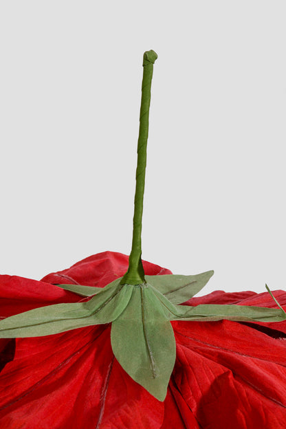 18" Open Velvet Rose Stem Red