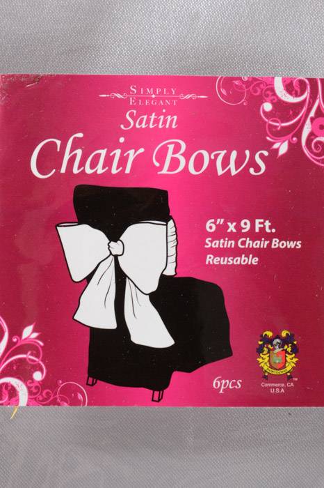 6" X 108" Satin Chair Bow Silver Pkg/6