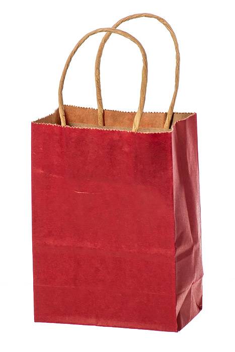 4.25 X 2.25 X 6" Kraft Shopping Bag Red Pkg/12